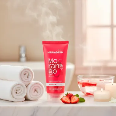 Sabonete Líquido Esfoliante Hidraderm Corpo e Rosto Morango 150ml