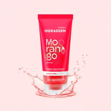 Sabonete Líquido Esfoliante Hidraderm Corpo e Rosto Morango 150ml