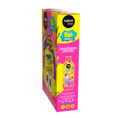Kit Salon Line SOS Cachos Hidratados Bob Esponja Shampoo Cabelo e Corpo 2 em 1 300ml e Creme Multifuncional 3 em 1 300ml