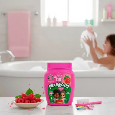 Máscara Acqua Kids Framboesa 3 em 1 Todos os Tipos de Cabelos 1Kg