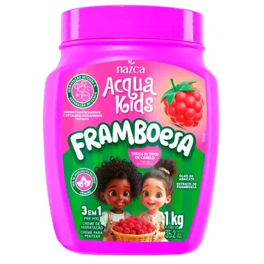 Máscara Acqua Kids Framboesa 3 em 1 Todos os Tipos de Cabelos 1Kg