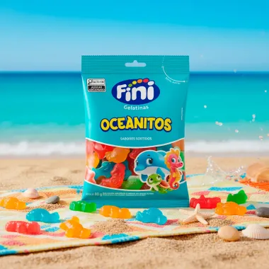 Balas de Gelatinas Fini Oceanitos Sabores Sortidos 80g