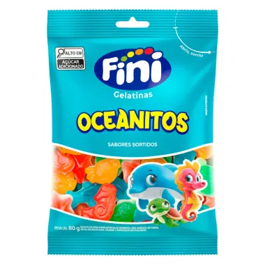 Balas de Gelatinas Fini Oceanitos Sabores Sortidos 80g