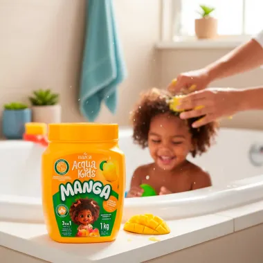 Máscara Acqua Kids Manga 3 em 1 Cabelos Cacheados e Crespos 1Kg