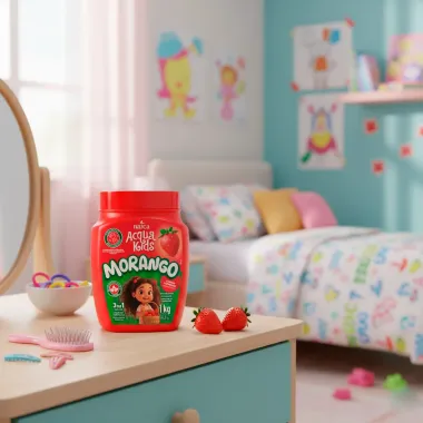 Máscara Acqua Kids Morango 3 em 1 Cabelos Cacheados 1Kg