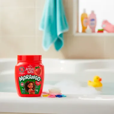 Máscara Acqua Kids Morango 3 em 1 Cabelos Cacheados 1Kg