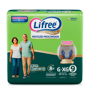 Roupa Íntima Lifree Pants Proteção Prolongada Super Conforto Tamanho G/XG Unissex 9 Unidades