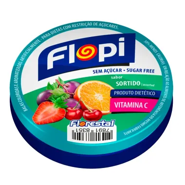 Balas Flopi Diet Vitamina C Sabor Sortido Sem Açucar 40g