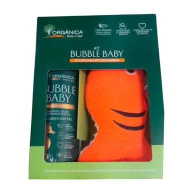 Kit Bubble Baby Sabonete Liquido Glicerinado Vegetal da Cabeça aos Pés Sem Lagrimas e Esponja Bath Toys