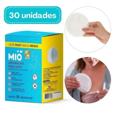 Absorvente Protetor para Seios Mi&oacute; Embalados Individualmente 30 Unidades Leve Mais Por Menos
