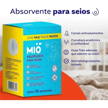 Absorvente Protetor para Seios Mi&oacute; Embalados Individualmente 30 Unidades Leve Mais Por Menos