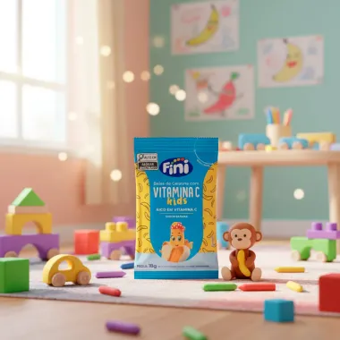 Bala de Gelatina Fini Kids com Vitamina C Sabor Banana 18g