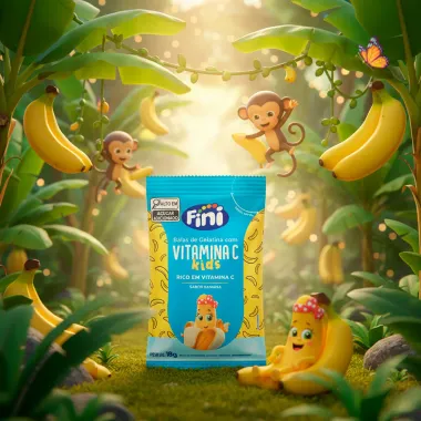 Bala de Gelatina Fini Kids com Vitamina C Sabor Banana 18g