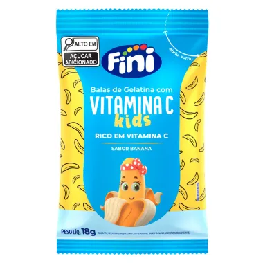 Bala de Gelatina Fini Kids com Vitamina C Sabor Banana 18g