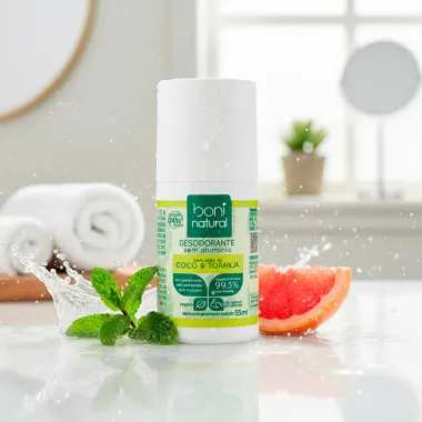Desodorante Boni Natural Roll-on Sem Alumínio com Óleo de Coco e Toranja 55ml