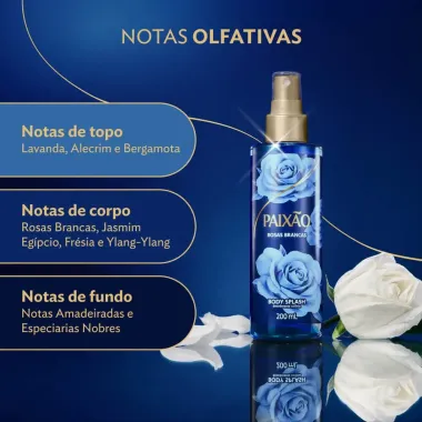Body Splash Paix&atilde;o Inspiradora Rosas Brancas 200ml