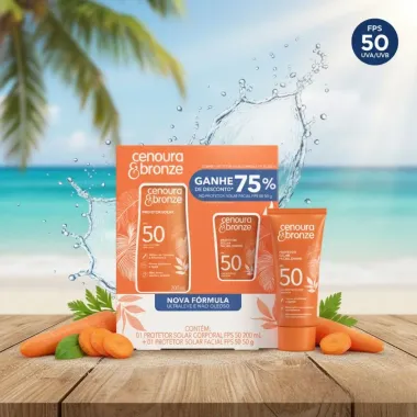 Protetor Solar Corporal e Facial Cenoura & Bronze com 2 Unidades Fps50 200ml