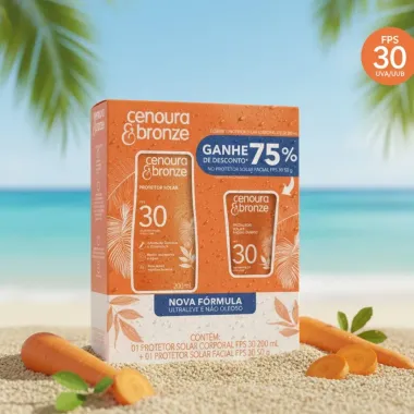 Protetor Solar Corporal Cenoura & Bronze com 2 Unidades Fps30 200ml cada