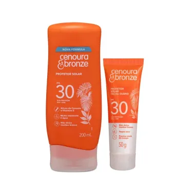 Protetor Solar Corporal  e Facial Cenoura e Bronze com 2 Unidades FPS 30 200ml cada