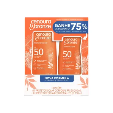 Protetor Solar Corporal Cenoura & Bronze com 2 Unidades Leve Mais Pague Menos Fps50 200ml
