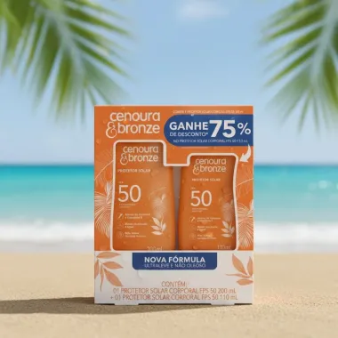 Protetor Solar Corporal Cenoura & Bronze com 2 Unidades Leve Mais Pague Menos Fps50 200ml
