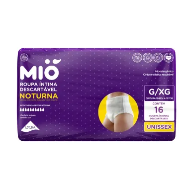 Roupa &Iacute;ntima Mi&oacute; Noturna Descart&aacute;vel G/EXG com 16 Unidades