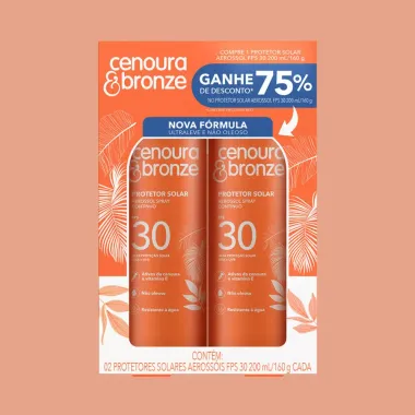 Protetor Solar Aerosol Cenoura & Bronze com 2 Unidades Leve Mais Pague Menos Fps30 200ml cada