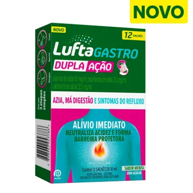 LuftaGastro Dupla A&ccedil;&atilde;o Sabor Menta com 12 Sach&ecirc;s de 10ml cada