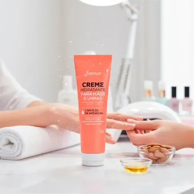 Creme Hidratante para M&atilde;os e Unhas Farmax Com &Oacute;leos de Am&ecirc;ndoas 60g