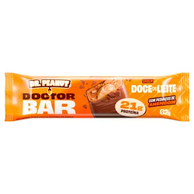 Doctor Bar Dr.Peanut Sabor Doce de Leite com Peda&ccedil;os de Amendoim com 21g de Prote&iacute;na 62g