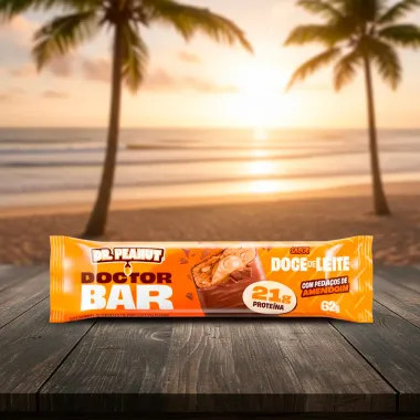 Doctor Bar Dr.Peanut Sabor Doce de Leite com Peda&ccedil;os de Amendoim com 21g de Prote&iacute;na 62g