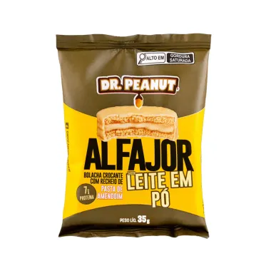 Alfajor Dr Peanut Sabor Leite Em P&oacute; Recheio Pasta de Amendoim 35g
