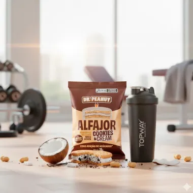 Alfajor Dr. Peanut Sabor Cookies & Cream com Recheio Pasta de Amendoim 35g