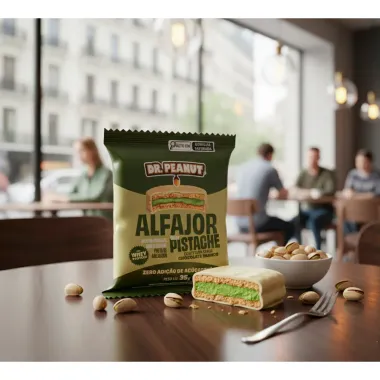 Alfajor Dr Peanut Sabor Pistache com Cobertura Chocolate Branco 35g