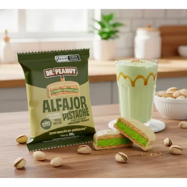 Alfajor Dr Peanut Sabor Pistache com Cobertura Chocolate Branco 35g