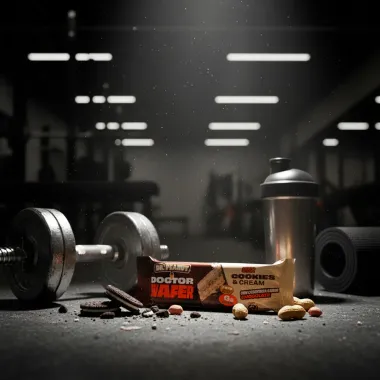 Doctor Wafer Dr. Peanut Sabor Cookies e Cream com Cobertura de Chocolate 6g de Prote&iacute;na 25g