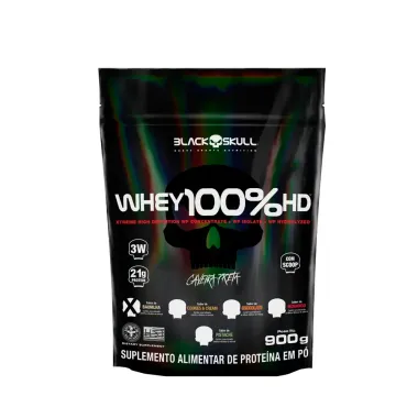 Whey Black Skull 100%Hd Caveira Preta Refil Sabor Baunilha 900g