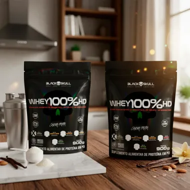 Whey Black Skull 100%Hd Caveira Preta Refil Sabor Baunilha 900g