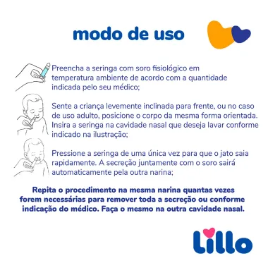 Seringa para Lavagem Nasal Lillo com Ponteira 4+ Meses Colorida 2 Unidades