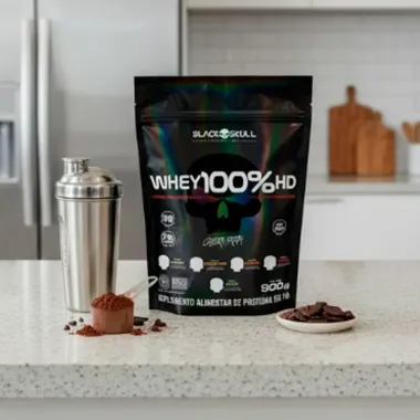 Whey Black Skull 100%HD Caveira Preta Refil Sabor Chocolate 900g