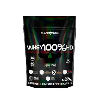 Whey Black Skull 100%HD Caveira Preta Refil Sabor Chocolate 900g