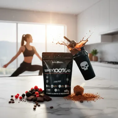 Whey 100% HD Black Skull Caveira Preta Sabor Cookies & Cream Sachê 900g