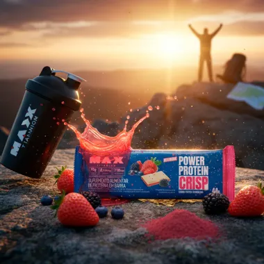 Barra de Prote&iacute;na Power Protein Crisp Max Titanium com 15g de Prote&iacute;na Sabor Frutas Vermelhas 44g