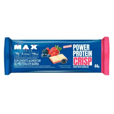 Barra de Prote&iacute;na Power Protein Crisp Max Titanium com 15g de Prote&iacute;na Sabor Frutas Vermelhas 44g