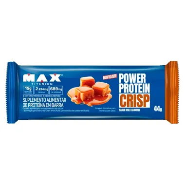 Barra de Prote&iacute;na Power Protein Crisp Max Titanium com 15g de Prote&iacute;na Sabor Milk Caramel 44g