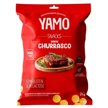 Salgadinho Snacks Yamo de Arroz e Soja Sabor Churrasco Sem Glúten 25g