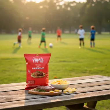 Salgadinho Snacks Yamo de Arroz e Soja Sabor Churrasco Sem Glúten 25g