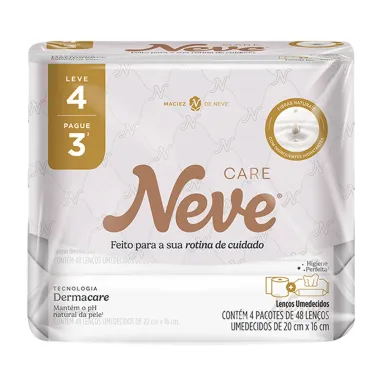 Kit Len&ccedil;os Umedecidos Neve Care Leve 4 Pague 3 com 4 Pacotes de 48 Unidades