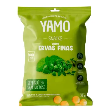 Salgadinho Snacks Yamo de Arroz e Soja Sabor Ervas Finas Sem Glúten 25g