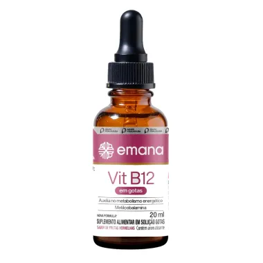 Vitamina B12 Emana Sabor Frutas Vermelhas Gotas 20ml
